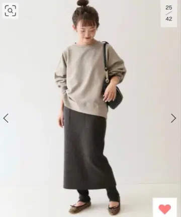 [슬로브 이에나] 워셔블 니트 레이어드 레깅스 스커트 그레이