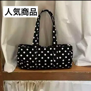 여성용 도트백 한국 가방 흑백 도트 물방울 패턴 핸드백 블랙과 화이트