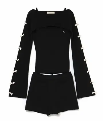 andmary Cindy ribbon knit set up black