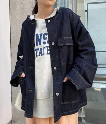 [ 새상품 ] 차오패닉 티피 멀티 웨이 데님 워크 자켓 네이비