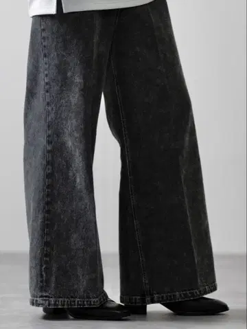 CLEL 빈티지 디자인 플레어 데님 팬츠 블랙