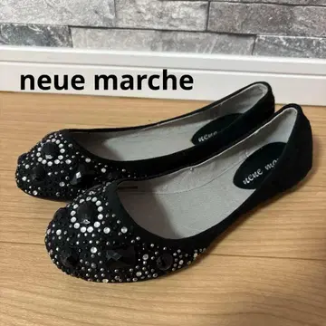 neue marche 블랙 플랫 발레 슈즈 장식 22.0-22.5
