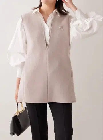 GALLARDAGALANTE 울 풀오버 베스트 베이지 그레이지