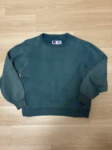 러셀 애슬레틱 그린 크루넥 맨투맨 페이드 90s 무지