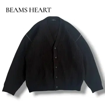 BEAMS HEART 블랙 가디건 L 사이즈 남성용 아크릴