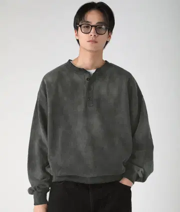 EPIC 헤비 웨이트 크롭 헨리넥 맨투맨 풀오버