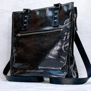 새상품급 장 폴 고티에 백팩 토트백 로고 블랙 가죽