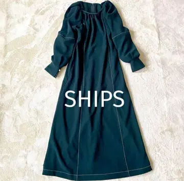 [ 새상품급 ] SHIPS 스티치 숄더 턱 원피스 다크 그린 M