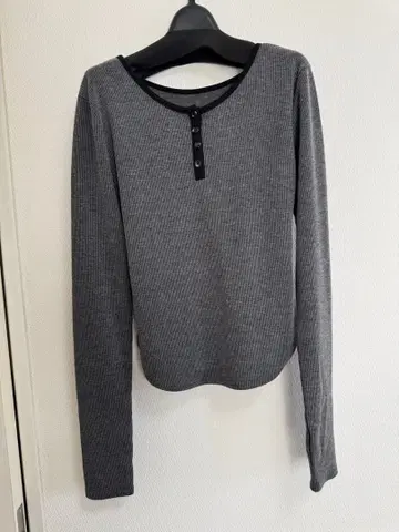 GIUNON 롱 슬리브 리브 상의