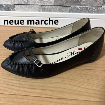 neue marche 블랙 스트랩 플랫슈즈 22.5 일본제