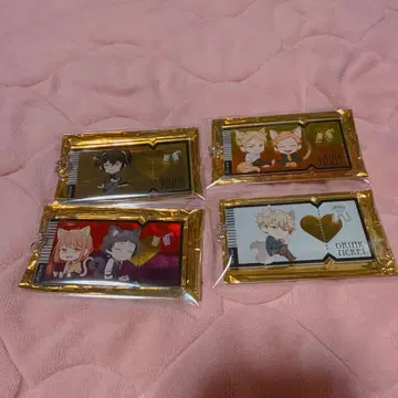 기븐 바다로 난자타운 드링크 티켓풍 키링 4종 세트