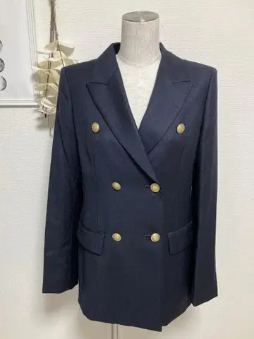 새상품 ANAYI 울 더블 자켓 36 네이비