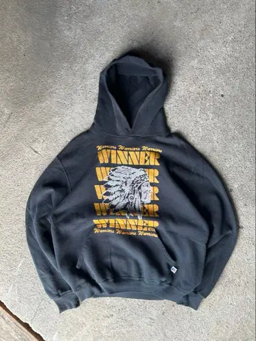 90s Russell athletic 아메리카 원주민 후드티 블랙