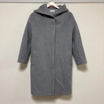 PLST 플라스테 울 혼방 롱 코트 후드 부착 사이즈 S