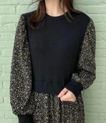 grove 그로브 니트 도킹 꽃무늬 원피스 블랙 M