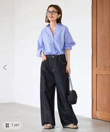 FRAMeWORK 배럴 형태 데님 팬츠