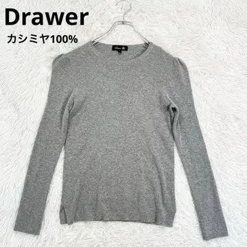 새상품급 drawer 캐시미어 100% 퍼프 슬리브 니트 크루넥 그레이