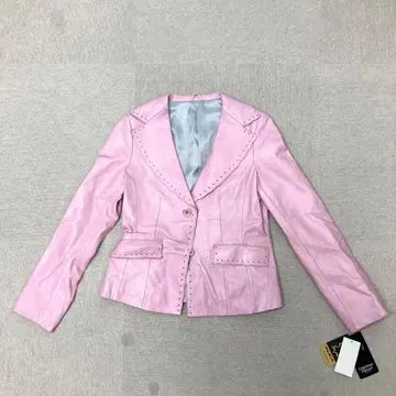 새상품 Captious Person 가죽 자켓 핑크 S 사이즈 양가죽