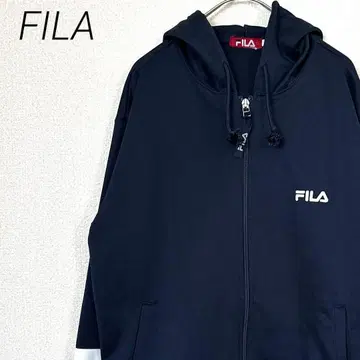 FILA 후드티 저지 집업 포켓 부착 로고 빅 루즈핏