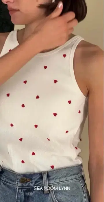 searoom lynn 하트 무늬 탱크탑 FREE 사이즈