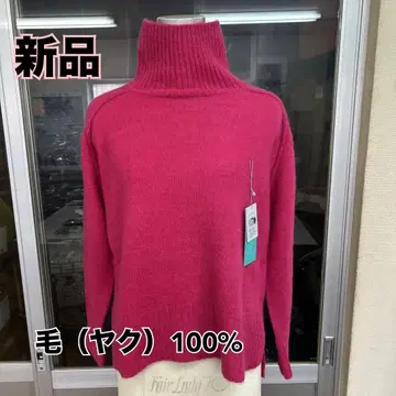 새상품 야크 100% 터틀넥 스웨터 핑크