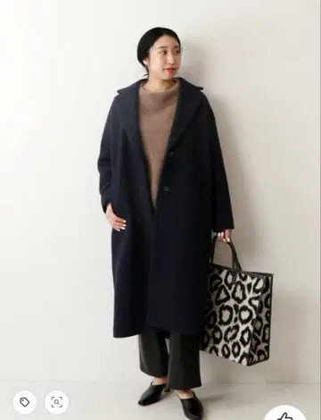 새상품급 저널 스탠다드 레사주 퓨어 울 부클레 코트 네이비