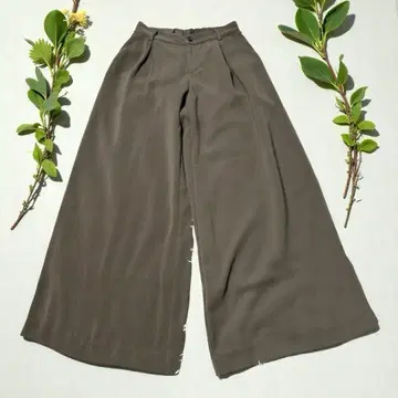 index 카키색 와이드 팬츠 드레이프 턱 엘레강트 뒷밴딩