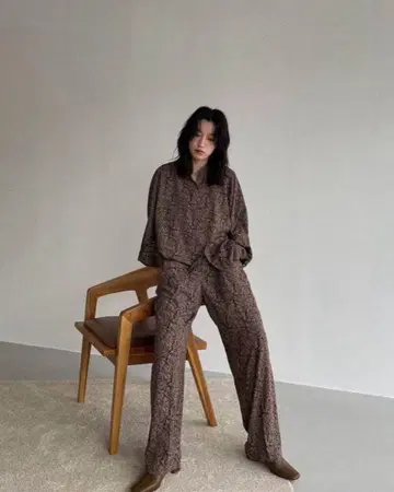 브라운 꽃무늬 nokcha 셋업