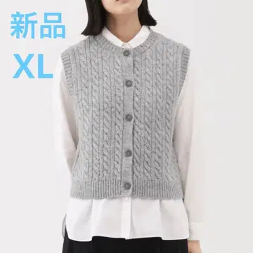 MUJI 안데스 울을 사용한 베스트 여성 XL 그레이