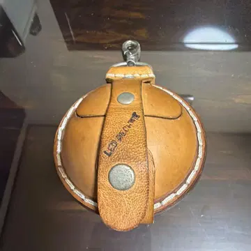 가죽 원형 코인 케이스 키링 포함