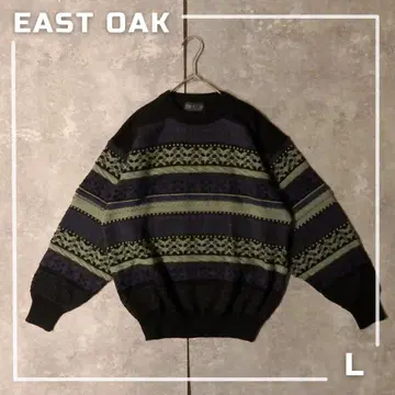 80s 90s EAST OAK 지오메트릭 패턴 울 스웨터 아크릴