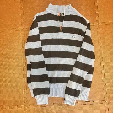 챕스 스트라이프 하프 지퍼 니트 스웨터