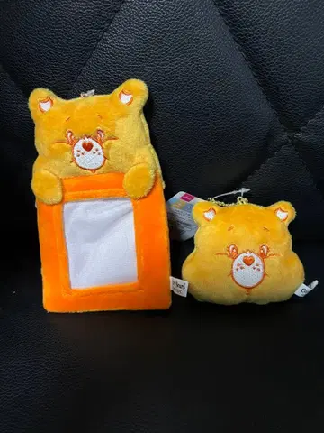 다이소 케어베어 오렌지 컬러 카드 케이스 & 마스코트 키링 세트