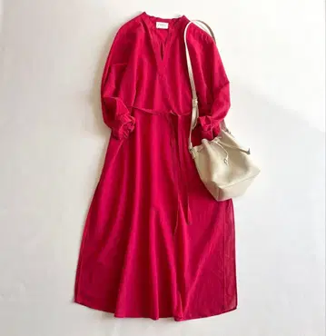 유나이티드 애로우즈*UWSC 시어 슬릿 원피스 세탁 가능 핑크