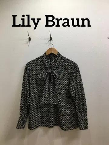 [ Lily Braun ] 긴팔 셔츠 올 패턴 리본 폴리에스테르 F