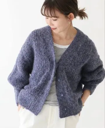 Spick & Span 알파카 믹스 오버 가디건