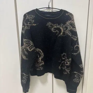 지나시스 라메 기모 스웨터 니트 블랙 골드