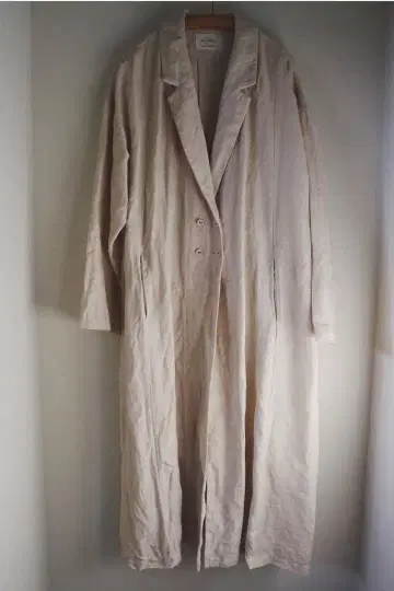 Roughatour 린넨 더블 버튼 롱 코트