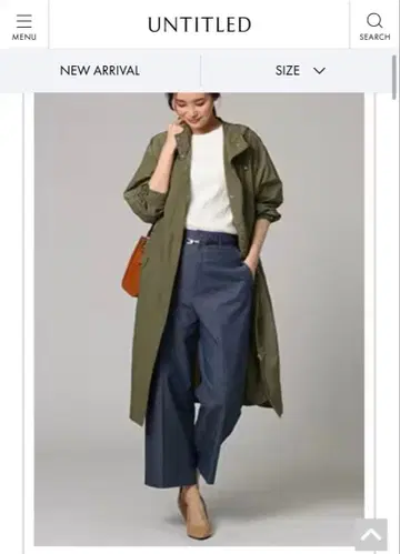 새상품급 UNTITLED 후드 부착 롱 코트 올리브