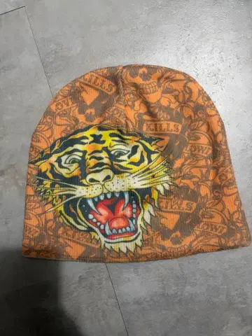 에드 하디 니트 모자 호랑이와 스컬 디자인