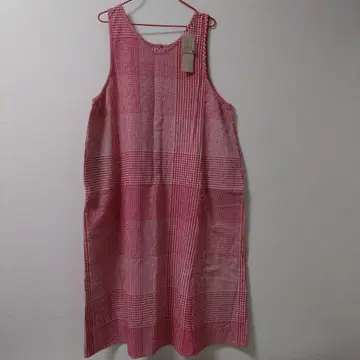 레드 화이트 체크 에이프런 원피스 오버롤 스커트 Samansa Mos2