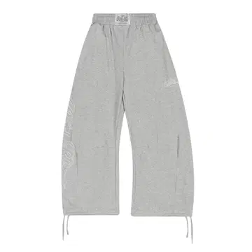 Badblood 그레이 자수 로고 조거 팬츠