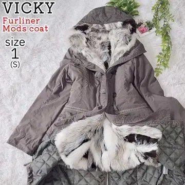 VICKY 비키 퍼 라이너 모즈 코트 3WAY 카키 S