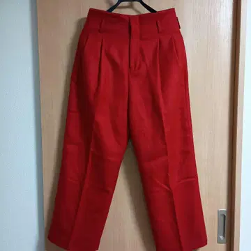 iki 빨간색 하이웨스트 울 팬츠