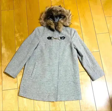 any FAM 그레이 퍼 후드 울 코트