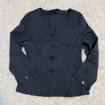 띠어리 theory 린넨 크루넥 긴팔 블라우스 셔츠 네이비