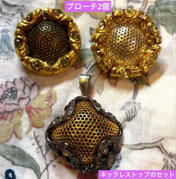 메탈 브로치 목걸이 유럽제 버튼 빈티지 앤티크