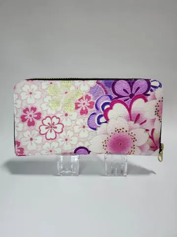 교유젠 벚꽃 무늬 라운드 지퍼 장지갑