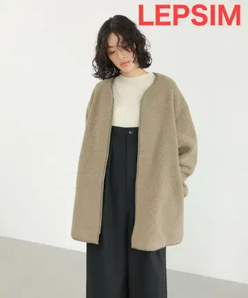 LEPSIM 라이트 보아 파이핑 코트 올리브 FREE