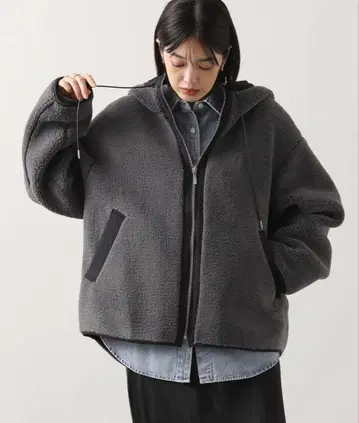 Gready Brilliant 보아 바이컬러 후드 자켓 새상품